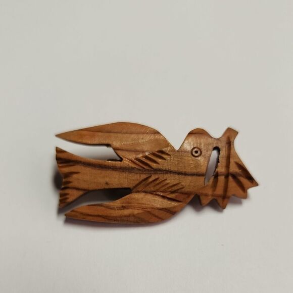 No Brand Jewelry - Handcrafted Wooden Bird Brooch With Branch